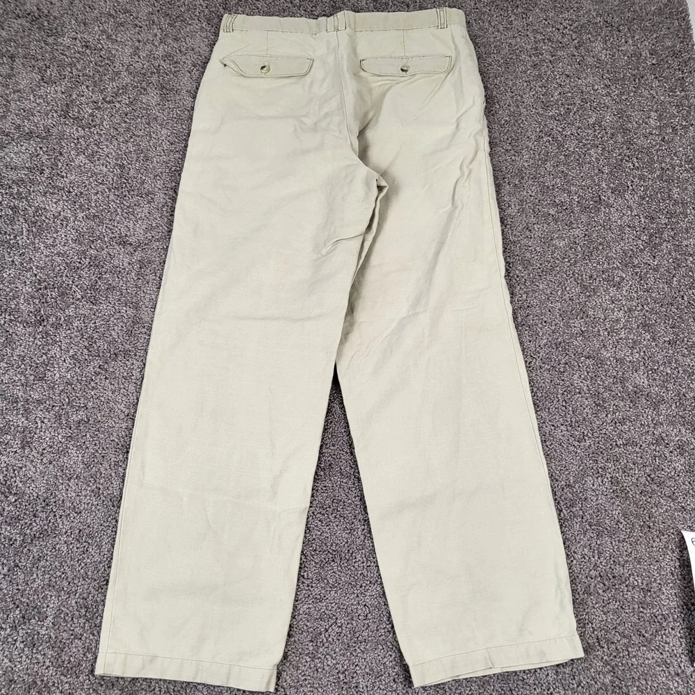 Tommy Bahama Chino Pants Mens 34 Khaki Good Linen Cotton Relaxed Straight Leg